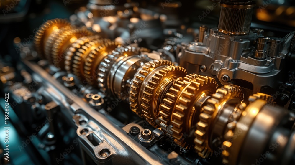 Poster a detailed view of machine gears and mechanisms