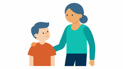 Witness Support A family member or friend stands next to the witness providing emotional support depicted as a reassuring presence.