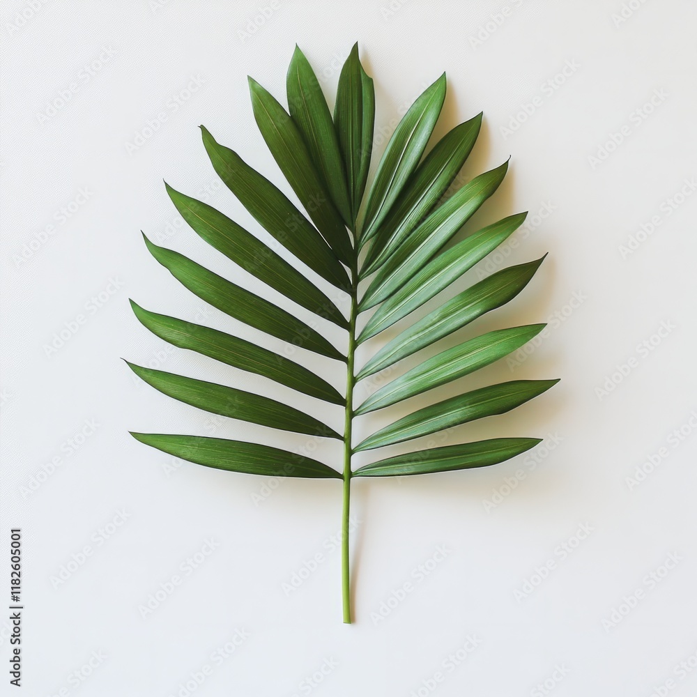 Poster a single date palm leaf neatly placed on white