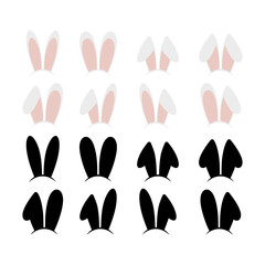 Rabbit ear hat icons set.Rabbit ear hat icon collection.Flat&nbsp; style.Vector illustration.