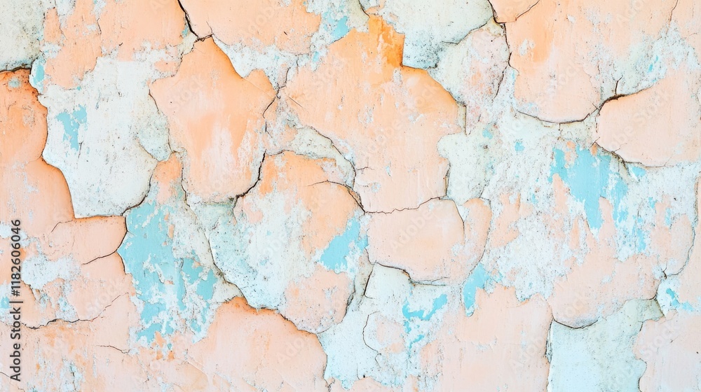 Poster close-up shot of a wall with peeling paint, ideal for use in interior design or architecture context