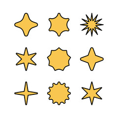 Star icon collection.Black stars icon set. Sparkle star icon set.