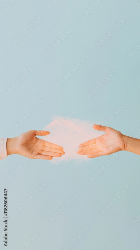 Poster Minimalist Abstract Representation of Team Collaboration with Glowing Light Streaks