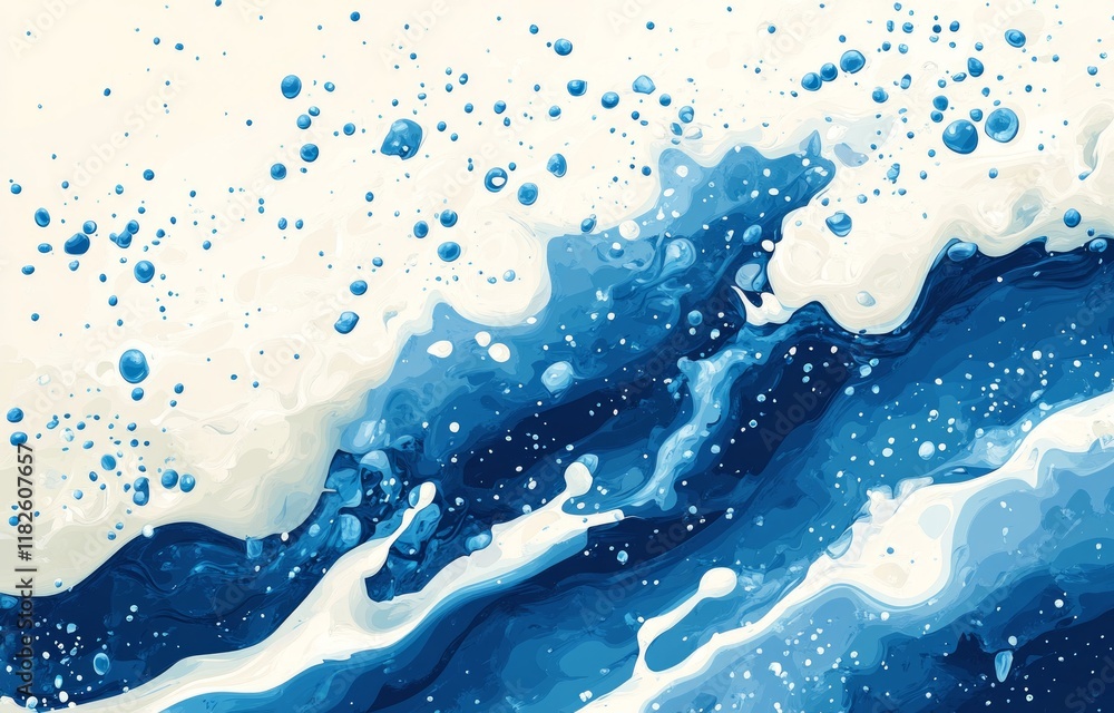 Aufkleber abstract blue and white splashing waves with dynamic motion and splash effects