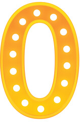 Golden light bold number zero icon.