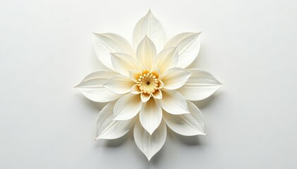 Obraz premium Delicate white floral mandala, radiating symmetry, clean white backdrop, simple, isolated