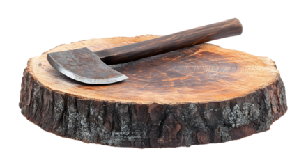 Rustic Axe on Wooden Log Slice  Lumberjack  Woodcraft  Camping  Tool   Forest  Nature   Ou