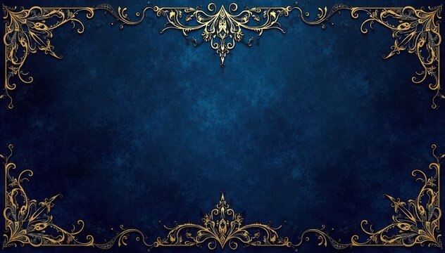 Deep blue arabesque mandala, subtle gold accents, opulent feel , Mughal, decoration