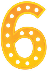 Golden light bold number six icon.