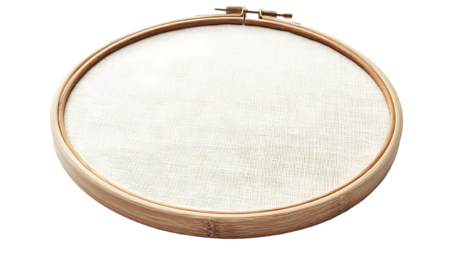 Round Wooden Embroidery Hoop with White Fabric  Craft Supplies  DIY Project  Needlework  H