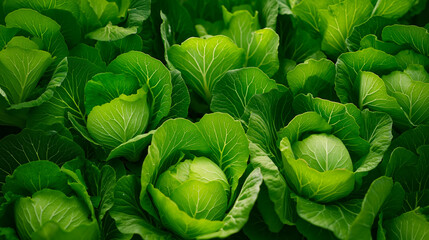Obraz premium A close up of a bunch of green cabbage growing in a field