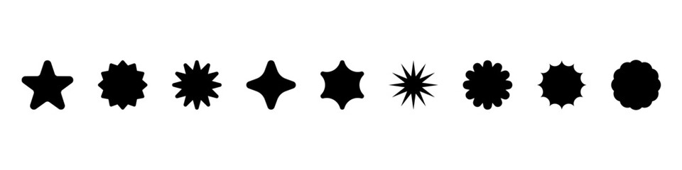 Star icon collection.Black stars icon set. Sparkle star icon set.
