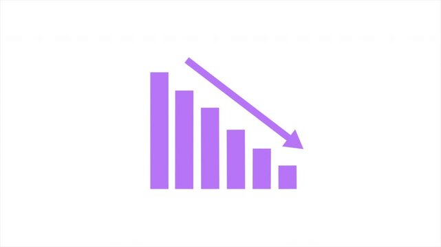 Decreasing bar graph chart animation video