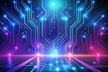 Fototapeta premium Abstract glowing circuit board background.