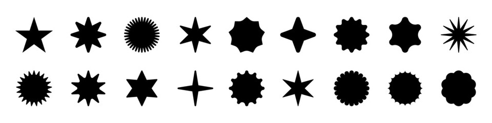 Star icon collection.Black stars icon set. Sparkle star icon set.