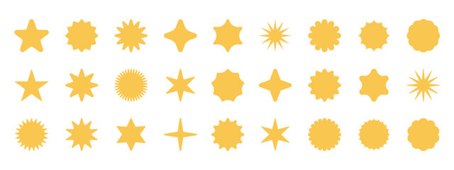 Star icon collection.Black stars icon set. Sparkle star icon set.