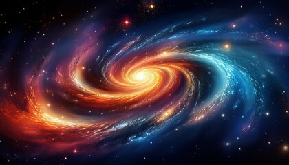 Fototapeta premium captivating view of spiral galaxy showcasing vibrant colors and distant stars in the night sky black space background