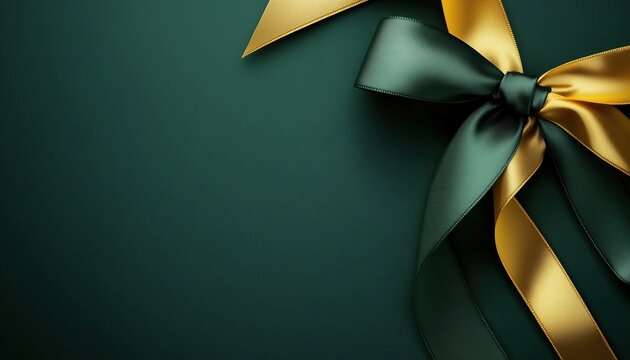 Happy Grand Opening Party With Gold Ribbon On Dark Green Background: Celebrate The Occasion In Style And Joy.