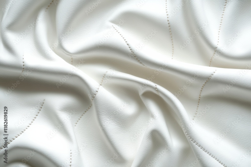 Poster detailed view of soft white fabric showcasing elegant texture and subtle stitching patterns in natur
