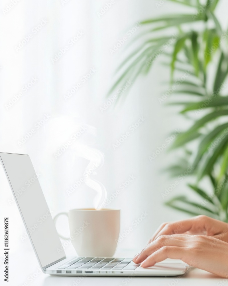 Poster Minimalist Remote Workspace Focus and Calm in a Home Office Setting