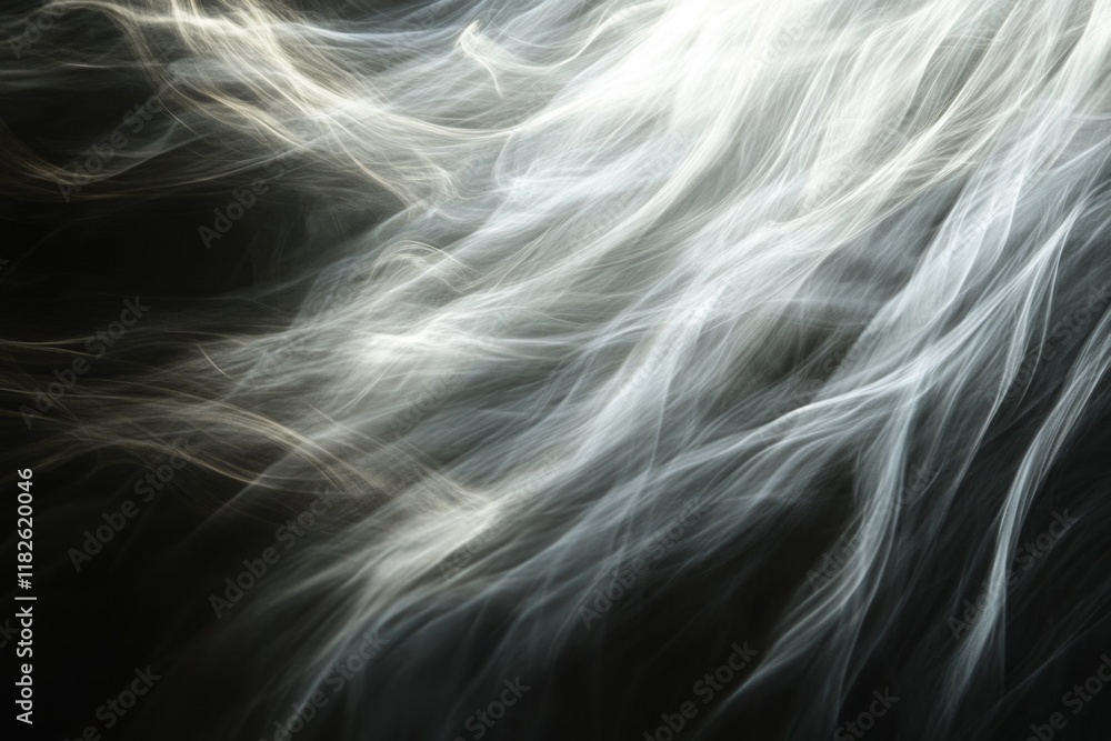 Poster light trails flowing on a black background, creating a beautiful abstract composition