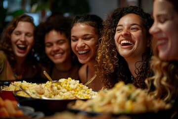 Friends from different backgrounds share a delicious Brazilian meal at a cozy eatery