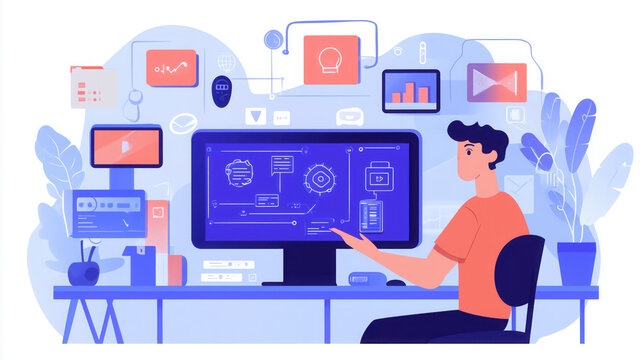 Developer Creating an IoT Application with JavaScript, Testing New Features for Connected Devices in a Tech-Forward Workspace