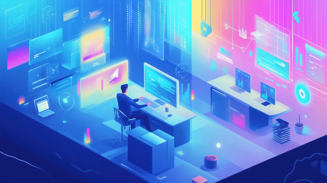 Developer Creating an IoT Application with JavaScript, Testing New Features for Connected Devices in a Tech-Forward Workspace