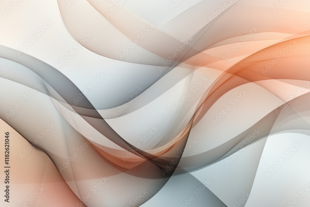 Poster smooth orange and grey waves creating an elegant and modern abstract design on a white background