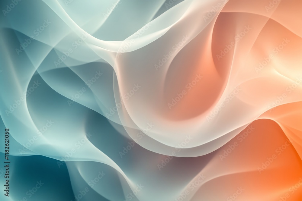 Aufkleber teal and orange abstract background with smooth lines creating a gentle, flowing, elegant design