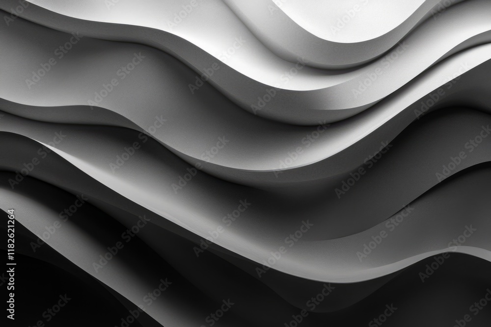 Poster smooth black and white waves creating an elegant and modern abstract background