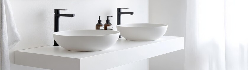 Multi-level floating vanity with staggered tiers, dynamic and unique