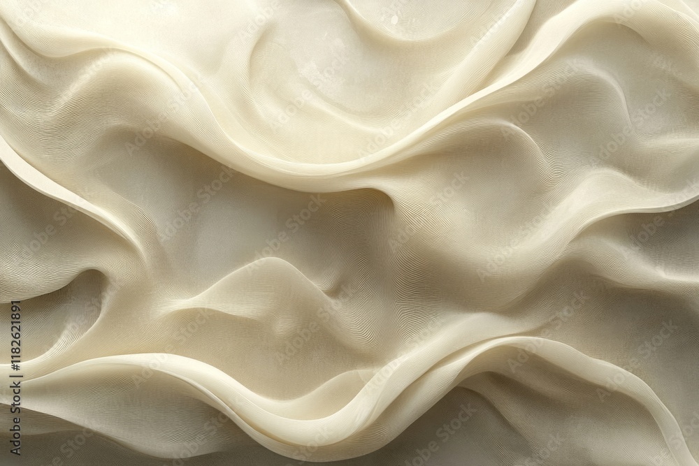 Poster smooth beige silk fabric flowing and creating soft waves, perfect for backgrounds and textures