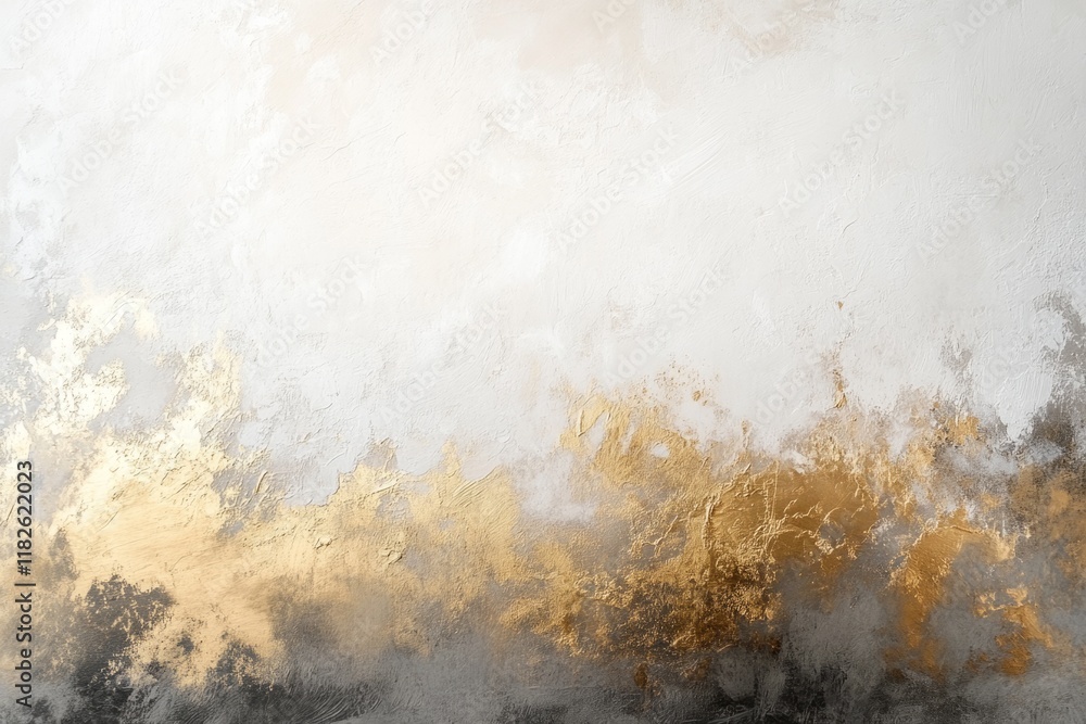 Poster gold and white paint strokes creating an abstract textured background with a luxurious atmosphere