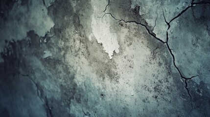 A detailed view of a worn-out wall with a significant crack, suitable for use in construction or architecture projects