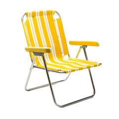 Yellow Striped Beach Chair  Folding Deck Chair  Summer Patio Furniture  Outdoor Relaxation