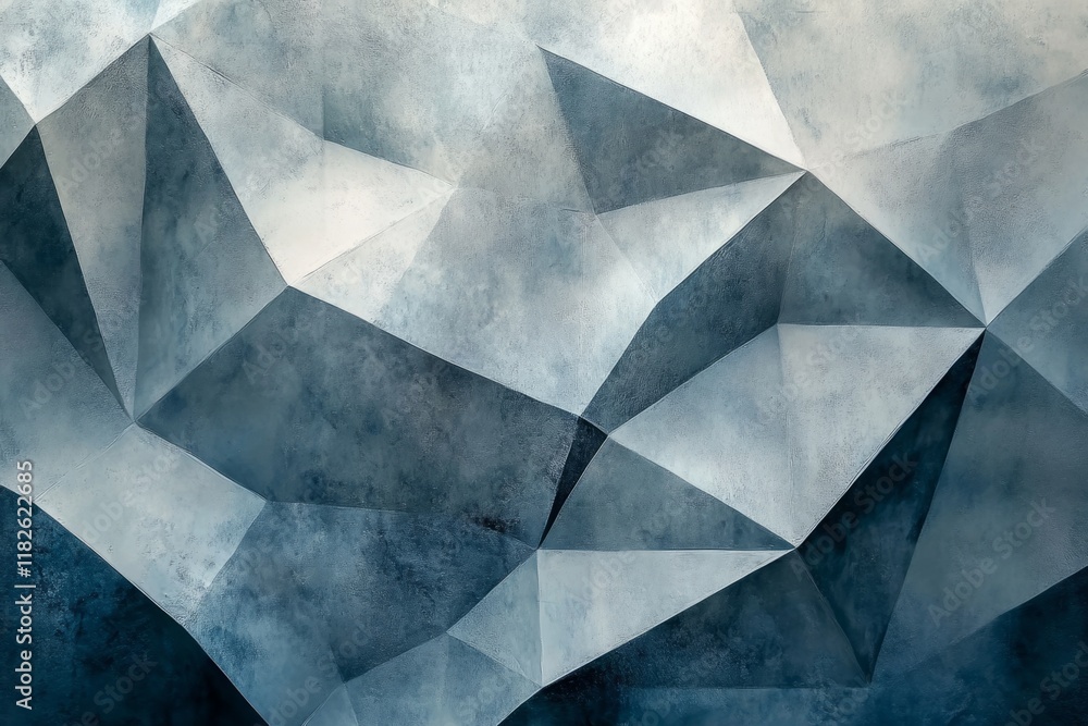 Poster geometric shapes creating a captivating low poly background with a beautiful gradient of blue shades