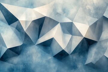 Geometric low poly background featuring dynamic shapes in shades of blue and white, ideal for modern and abstract designs