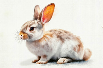 Fototapeta premium A drawing of a rabbit sitting on a white surface
