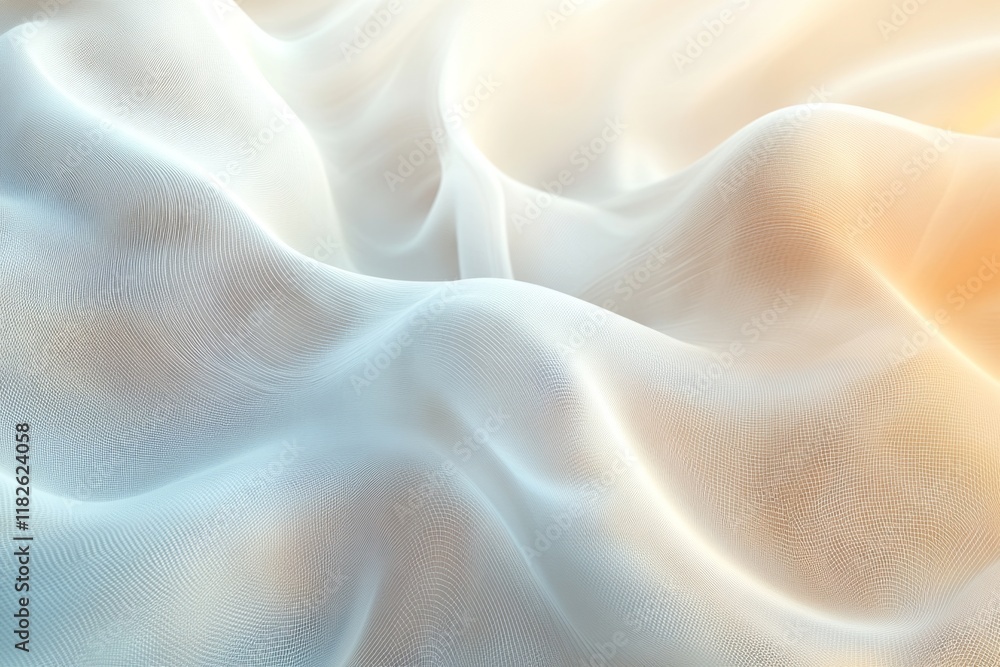 Poster abstract white fabric waving background with flowing lines and gradient colors