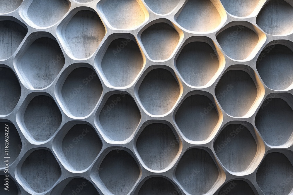 Poster concrete honeycomb pattern forming a captivating architectural texture, ideal for modern design proj