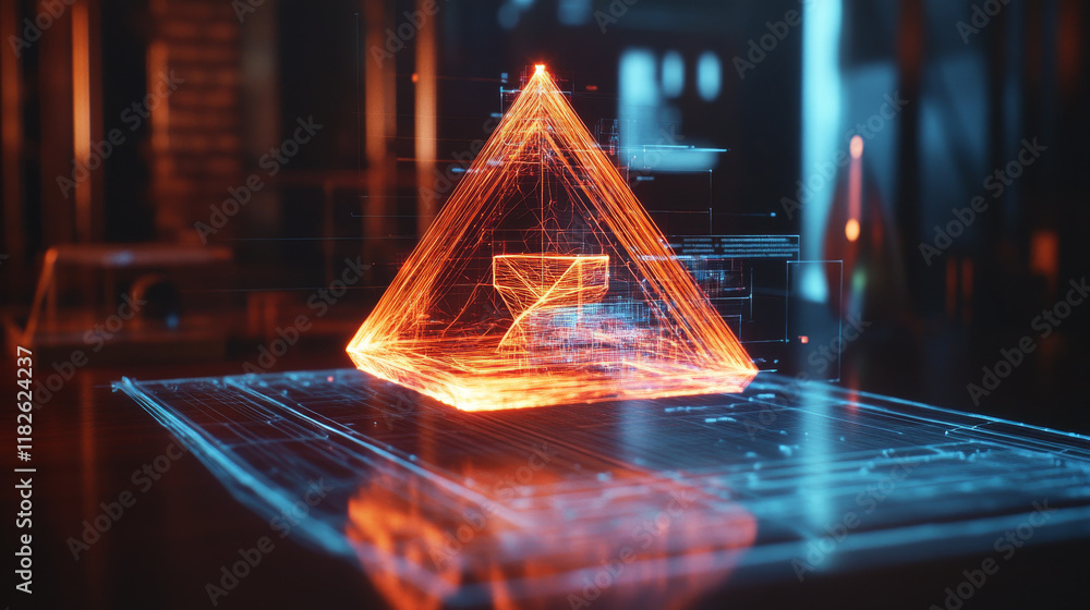 Poster a hologram is a message icon. the message icon consists of polygons, triangles of points and lines. 