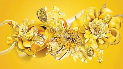 Exquisite Gold Floral Design for Luxury Wallpaper or Print