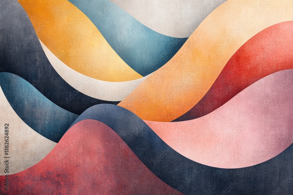 Poster colorful wavy shapes create an abstract textured background, ideal for modern and artistic projects
