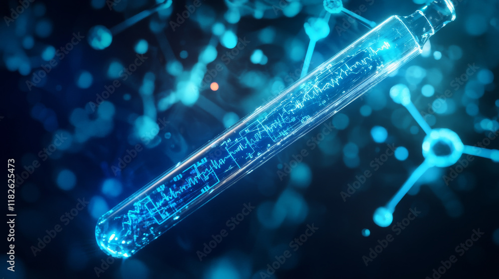 Poster hologram thermometer. a holographic projection of the thermometer. flickering energy flux of particl