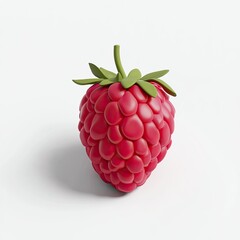 Bright red raspberries on a white background