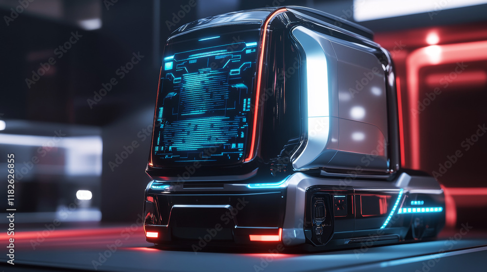 Poster front loader hologram. digital and technological background of the front loader. the futuristic desi