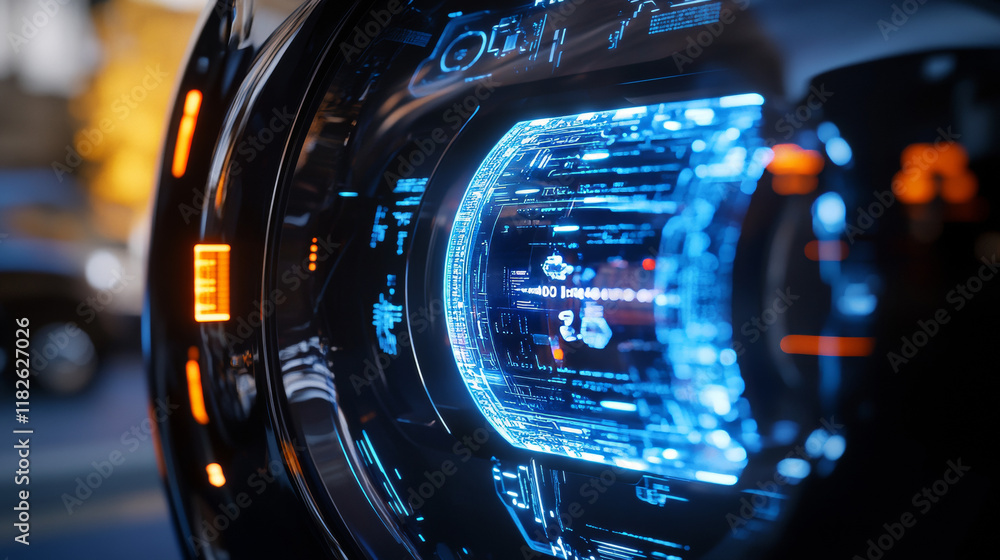 Poster front loader hologram. digital and technological background of the front loader. the futuristic desi