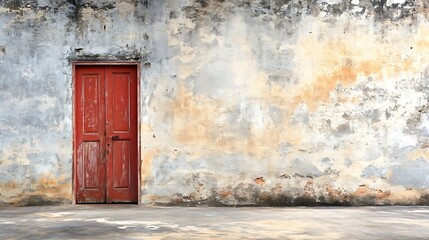 Timeless Red Door on a Weathered Wall