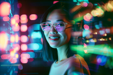 Professional Female IT Programer Working in Data Center on Desktop Computer, Software Development with AI. Data Network Architecture Concept. Inclusion in Cyber Security